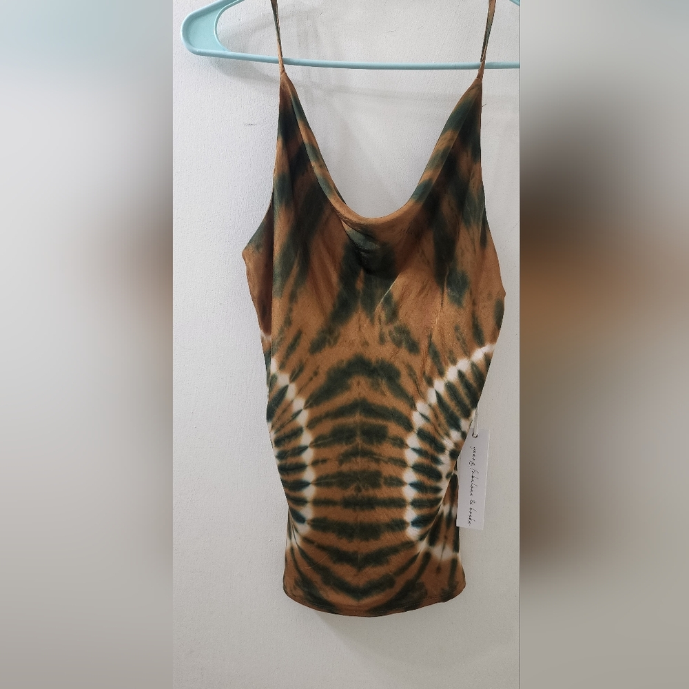 New Young‎ Fabulous & Broke Brown & Green Tie-Dye Spaghetti Strap Cami, Size M.